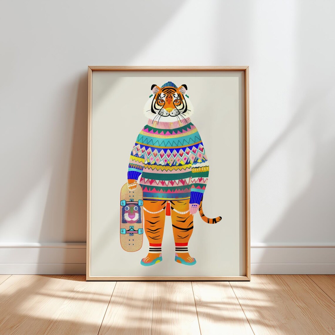 Tiger Illustration Nursery Prints Kids Room Wall Art Collection Baby Decor Playful Animal Eclectic