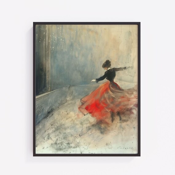 Vintage Ballet Dancer Art Print Elegant Feminine Wall Decor