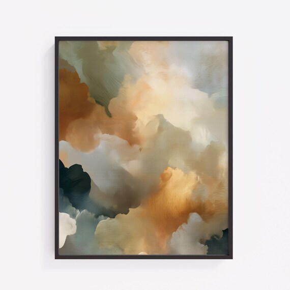 Earthy Abstract Landscape Art Print Vintage Inspired V90