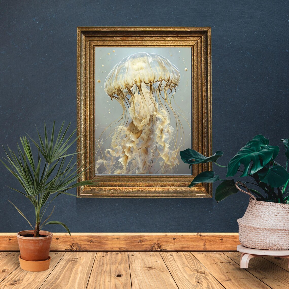 Ethereal Jellyfish Art Minimalist Wall Underwater Oceaninspired Modern Decor