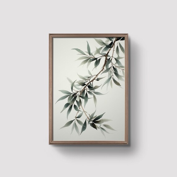 Eucalyptus Branch Print Botanical Wall Art Minimalist Plant Illustration Sage Green Decor Prints