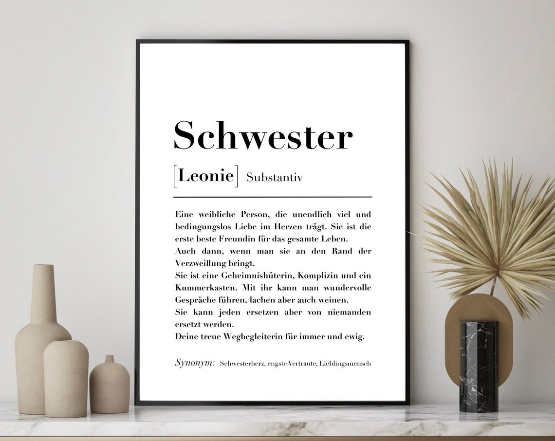 Personalized Sister Definition Art Print, Birthday Gift