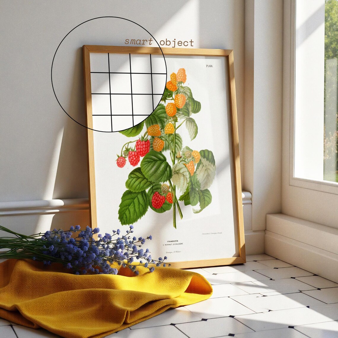 Leaning Wood Frame Poster Mockup, Sunlit Interior Scene - Image 2