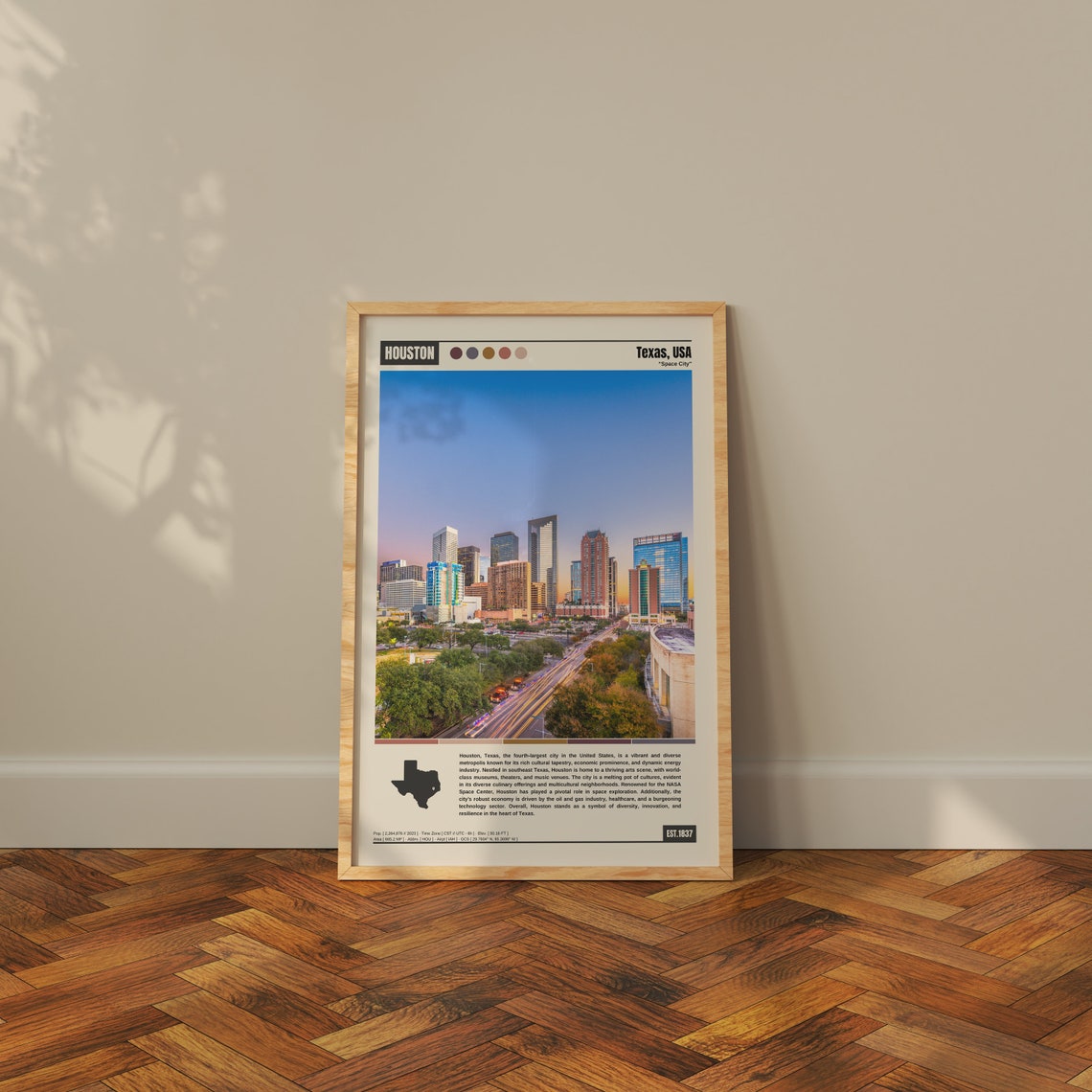 Houston Texas Space City Downtown Skyline at Dusk View Poster - Image 3