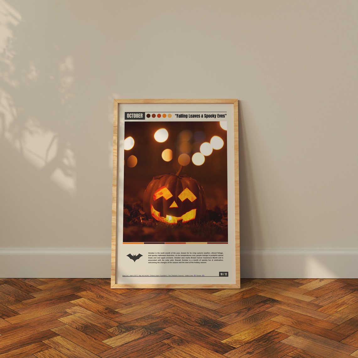 October Falling Leaves Spooky Eves Glowing Jack O Lantern Night Poster - Image 3