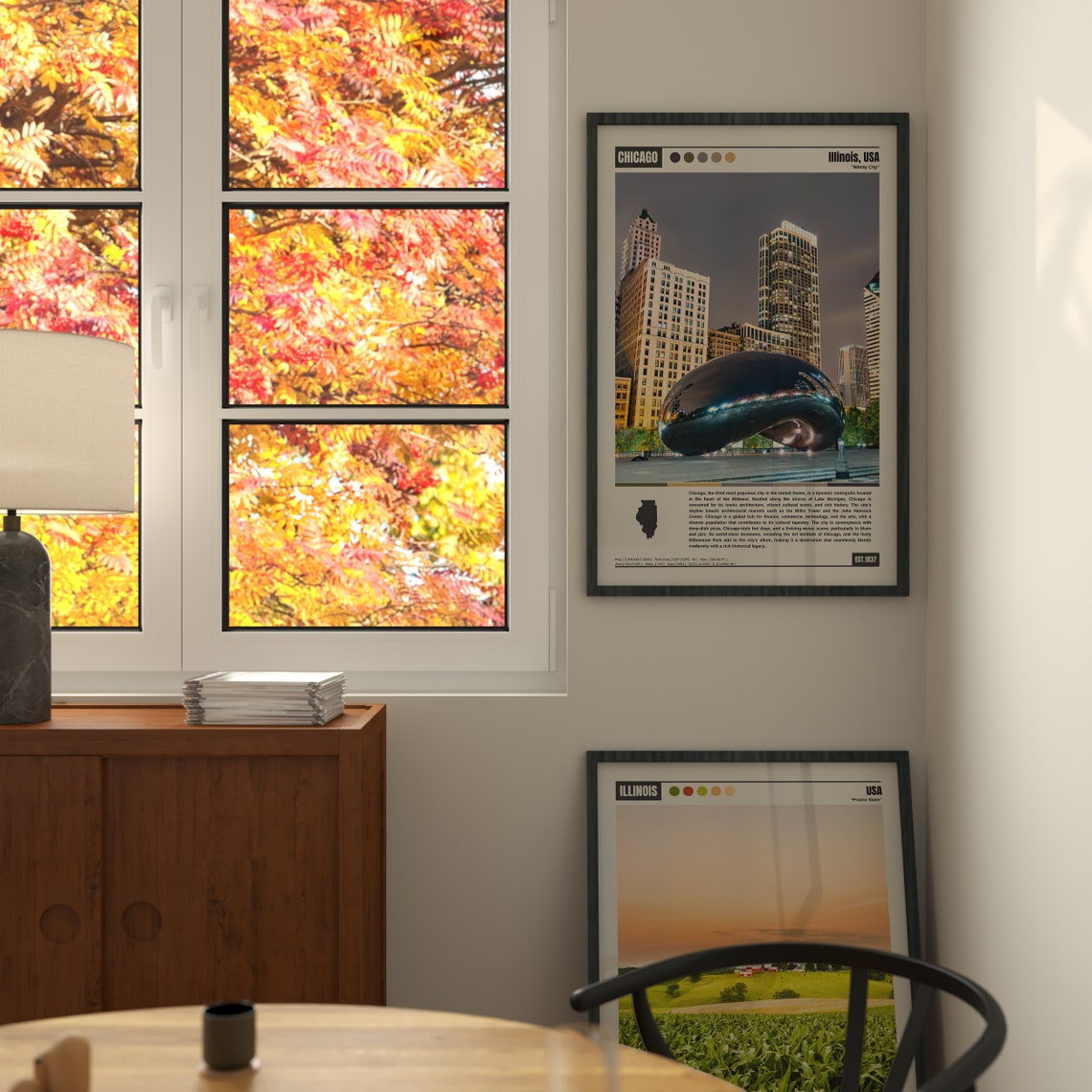 Chicago Illinois Windy City Cloud Gate Bean Dusk Skyline Poster - Image 2