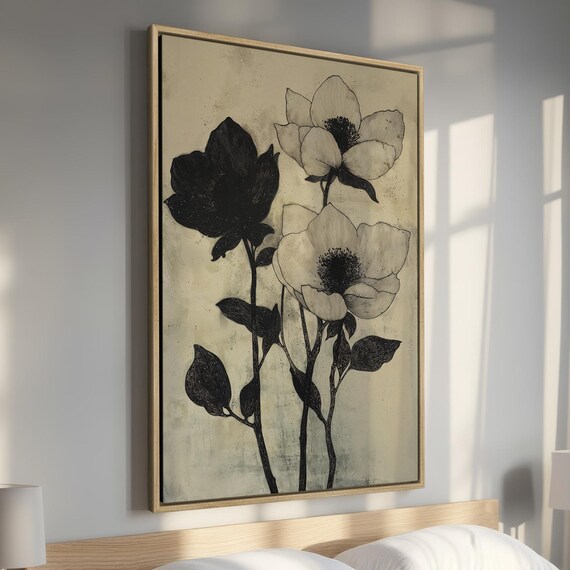 Gothic Floral Minimalist Botanical Wall Art Print