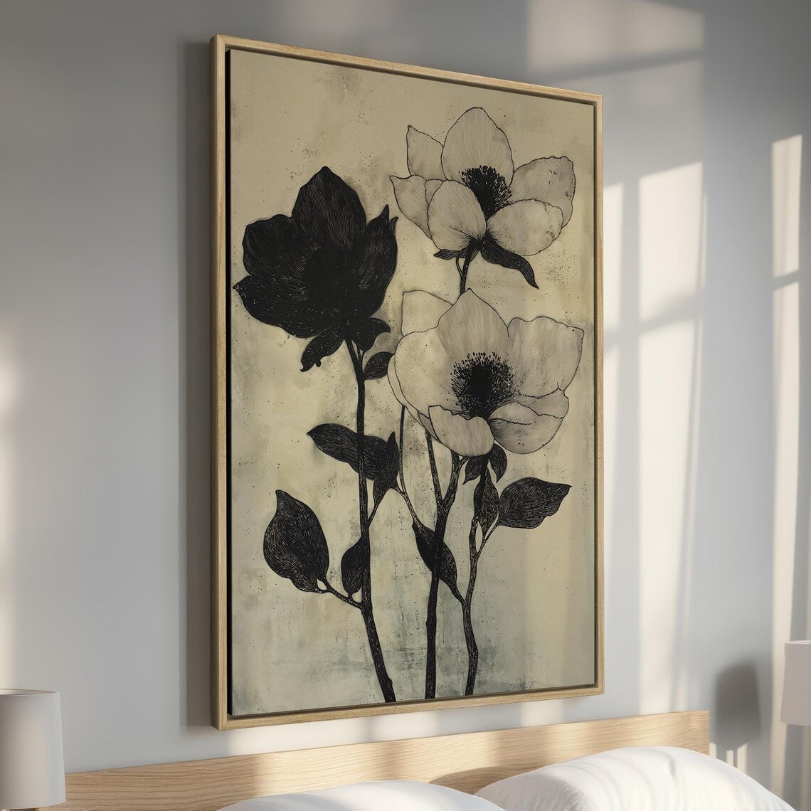Gothic Floral Minimalist Botanical Wall Art Print