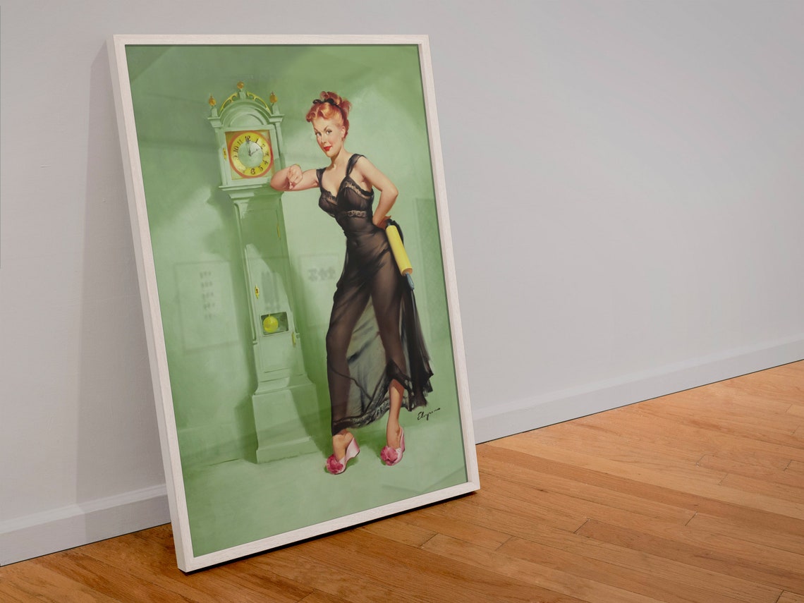 Gil Elvgren Honeymoons Over Clock Vintage Pinup Retro Art Poster - Image 4