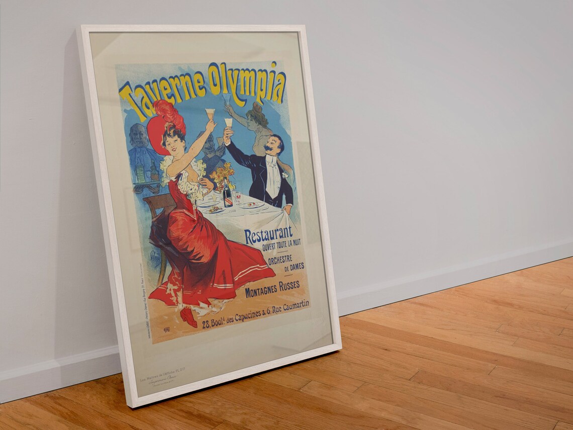 Taverne Olympia Paris Restaurant Night Art Nouveau Vintage Poster - Image 4