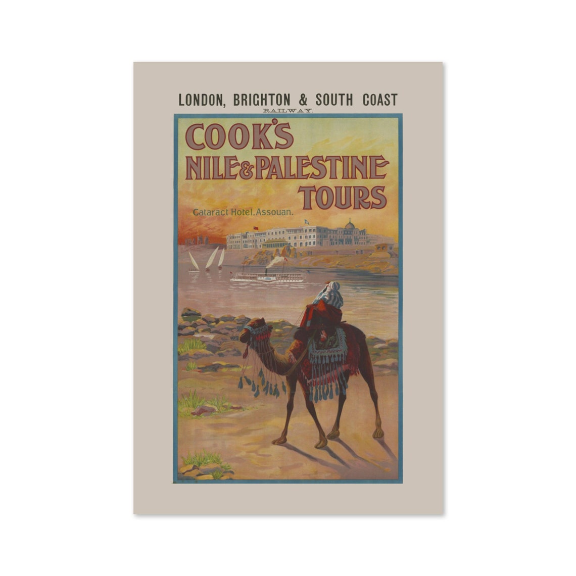 Cook's Nile and Palestine Tours Vintage Camel Egypt Travel Poster