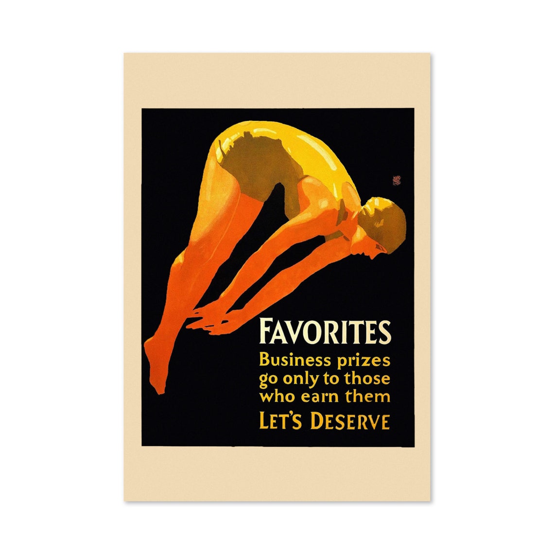 Favorites Lets Deserve Diver 1920s Vintage Motivational Poster