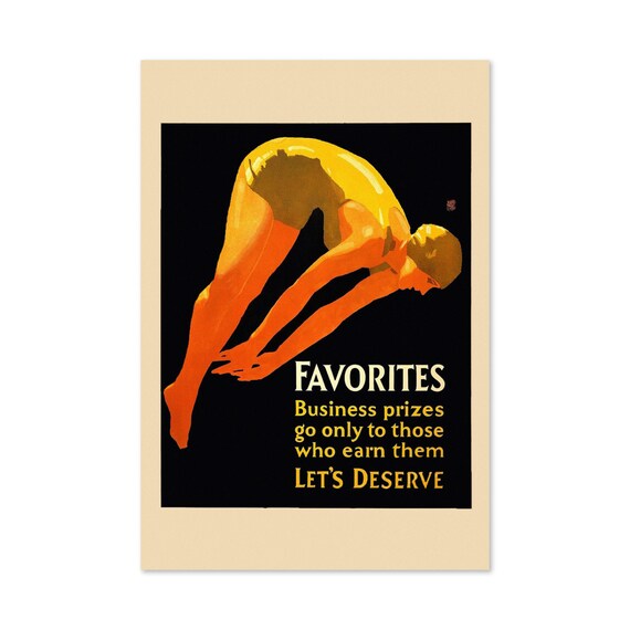 Favorites Lets Deserve Diver 1920s Vintage Motivational Poster