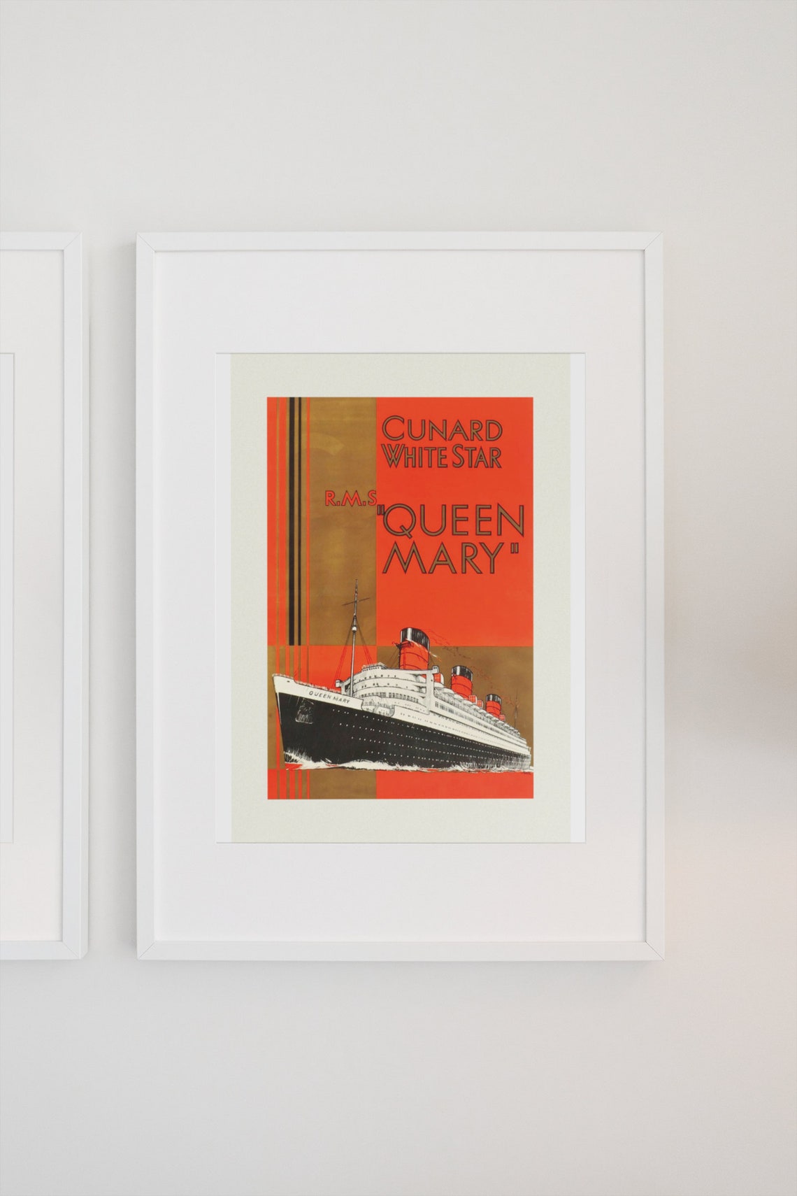 Cunard White Star RMS Queen Mary Art Deco Ocean Liner Poster - Image 3
