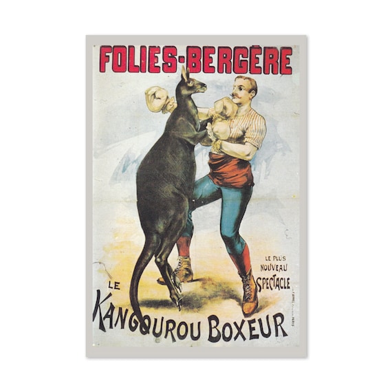 Folies Bergere Kangourou Boxeur Boxing Kangaroo French Poster