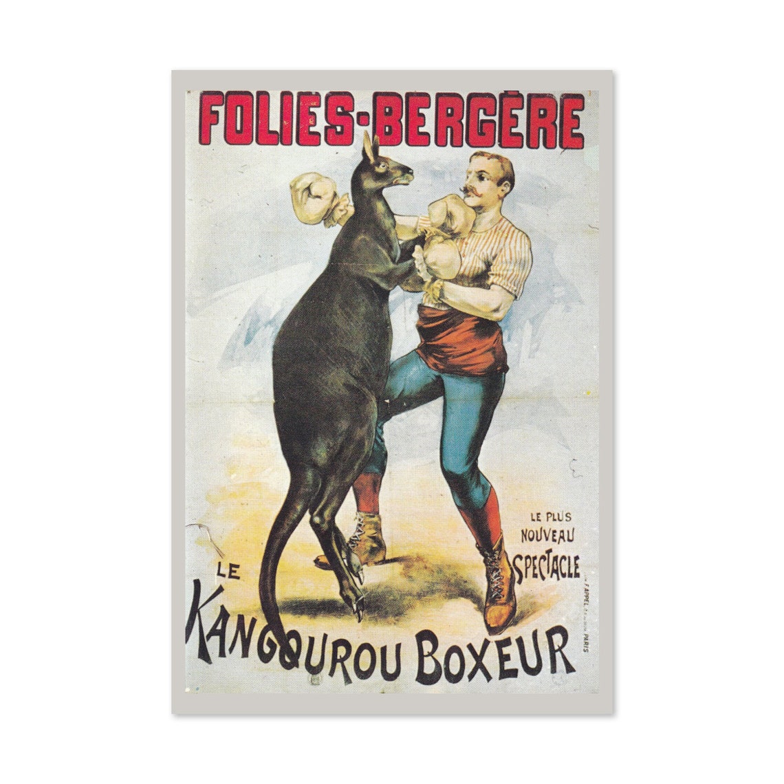 Folies Bergere Kangourou Boxeur Boxing Kangaroo French Poster