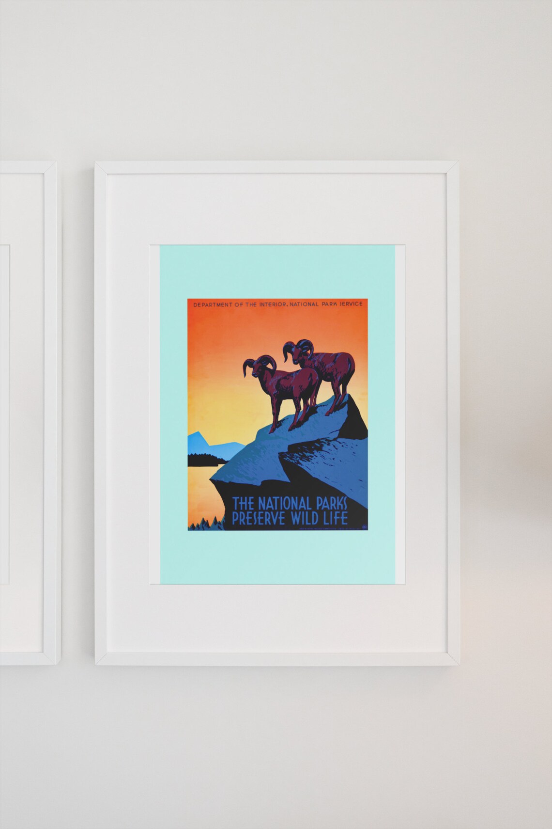 The National Parks Preserve Wild Life Bighorn Sheep 1939 WPA Poster - Image 3