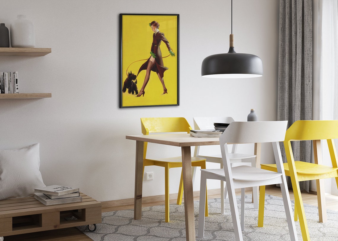 Gil Elvgren Mans Best Friend Scottish Terrier Yellow Art Poster - Image 2
