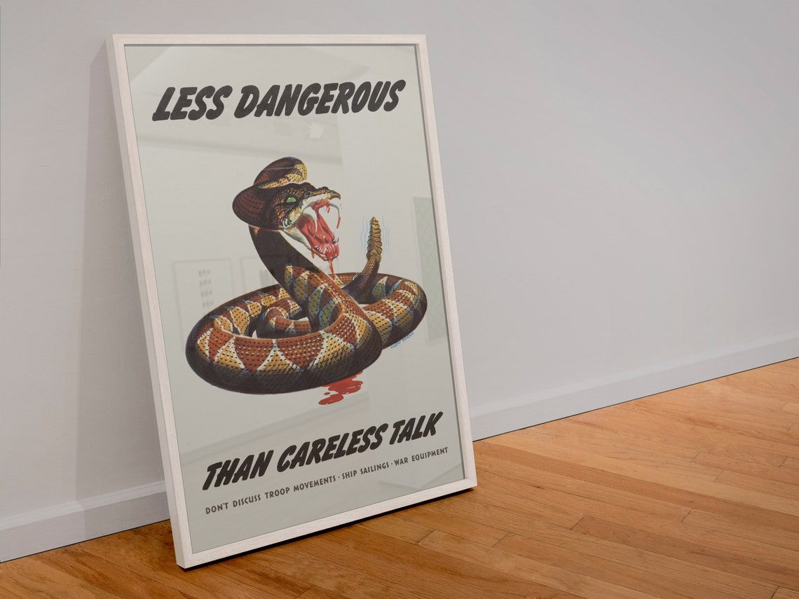 Less Dangerous Than Careless Talk 1944 WWII Rattlesnake Poster - Image 4