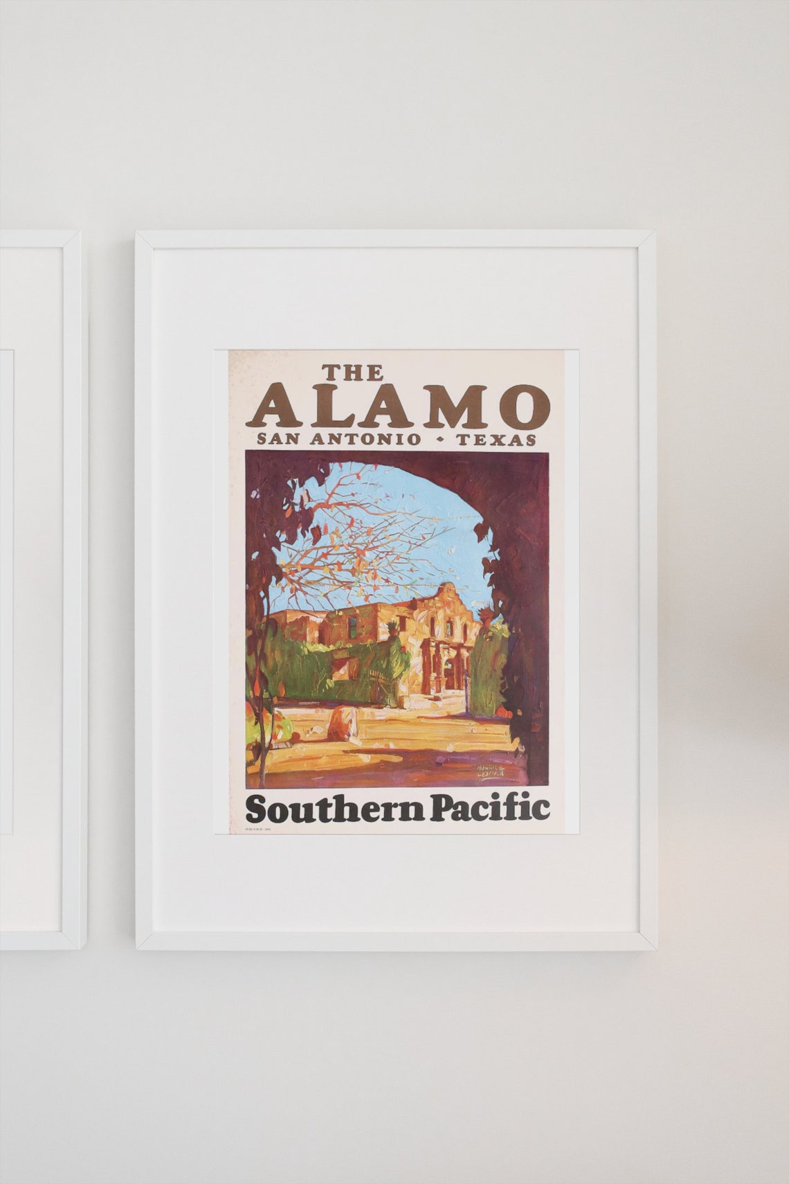 The Alamo San Antonio Texas Vintage Southern Pacific Railway Poster - Image 3