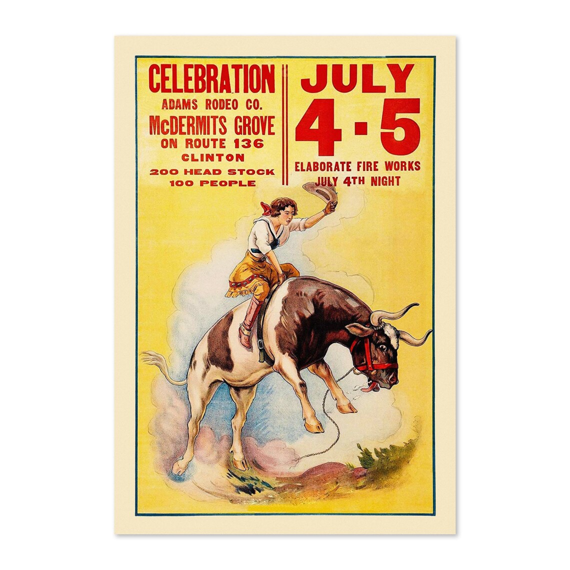 Cowgirl 1930s Western Rodeo Celebration Vintage Poster