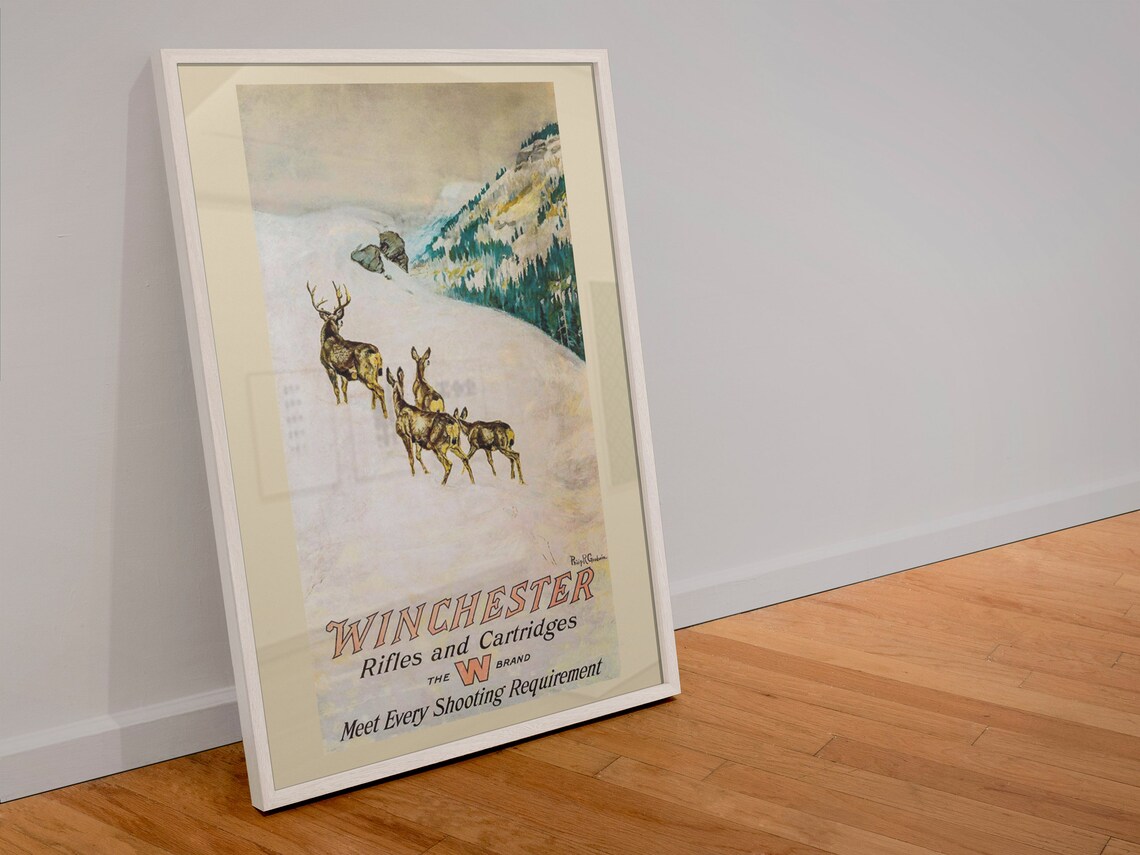 1912 Deer Hunting Poster, Winchester Rifles and Cartridges - Image 4