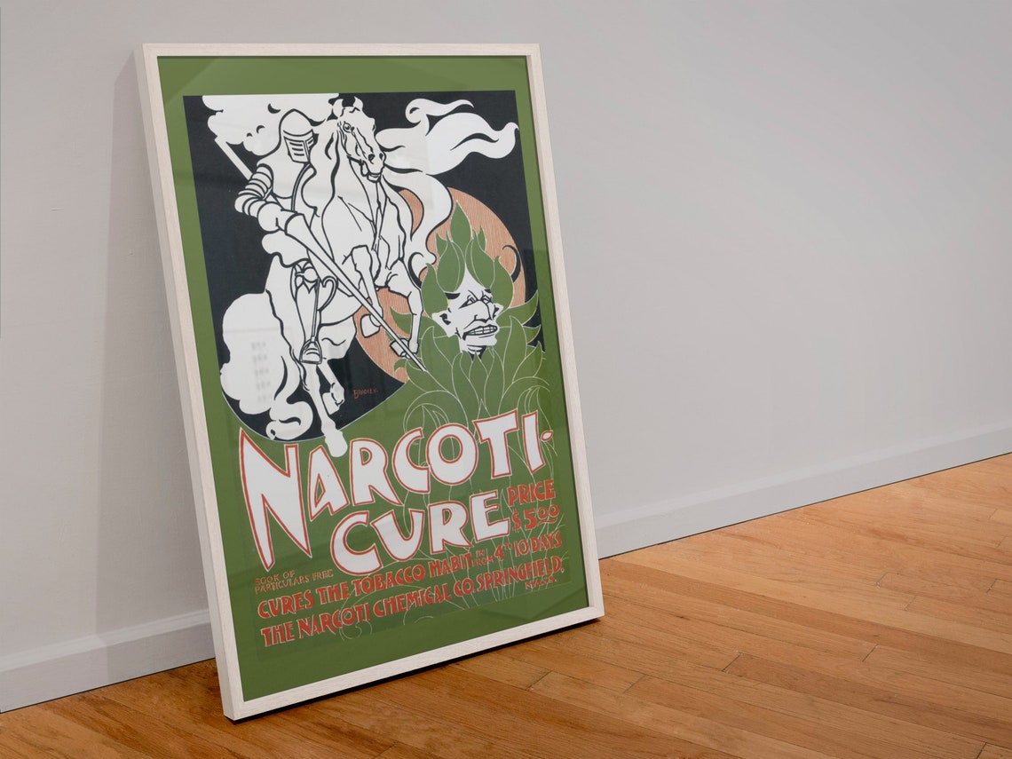 Narcoti Cure Vintage Tobacco Habit Springfield Mass Ad Poster - Image 4