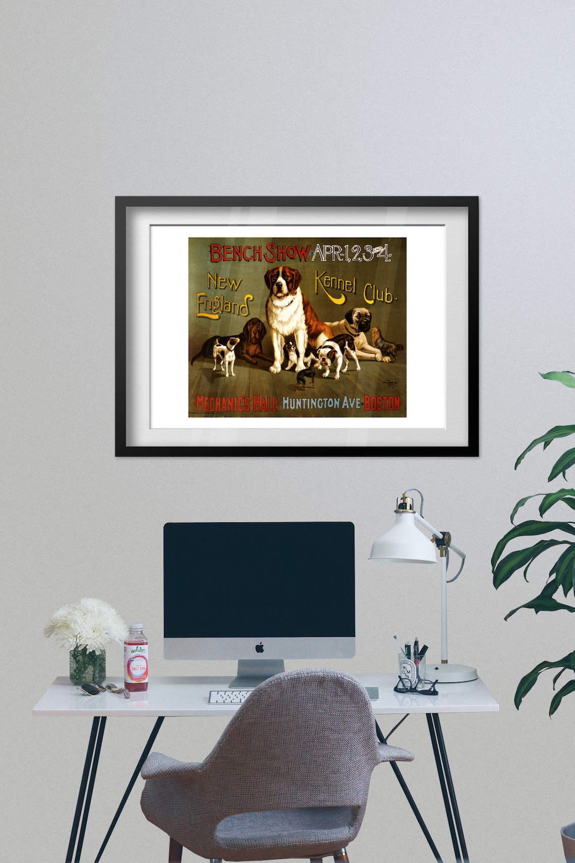 Vintage New England Kennel Club Bench Show Boston Dog Poster - Image 2