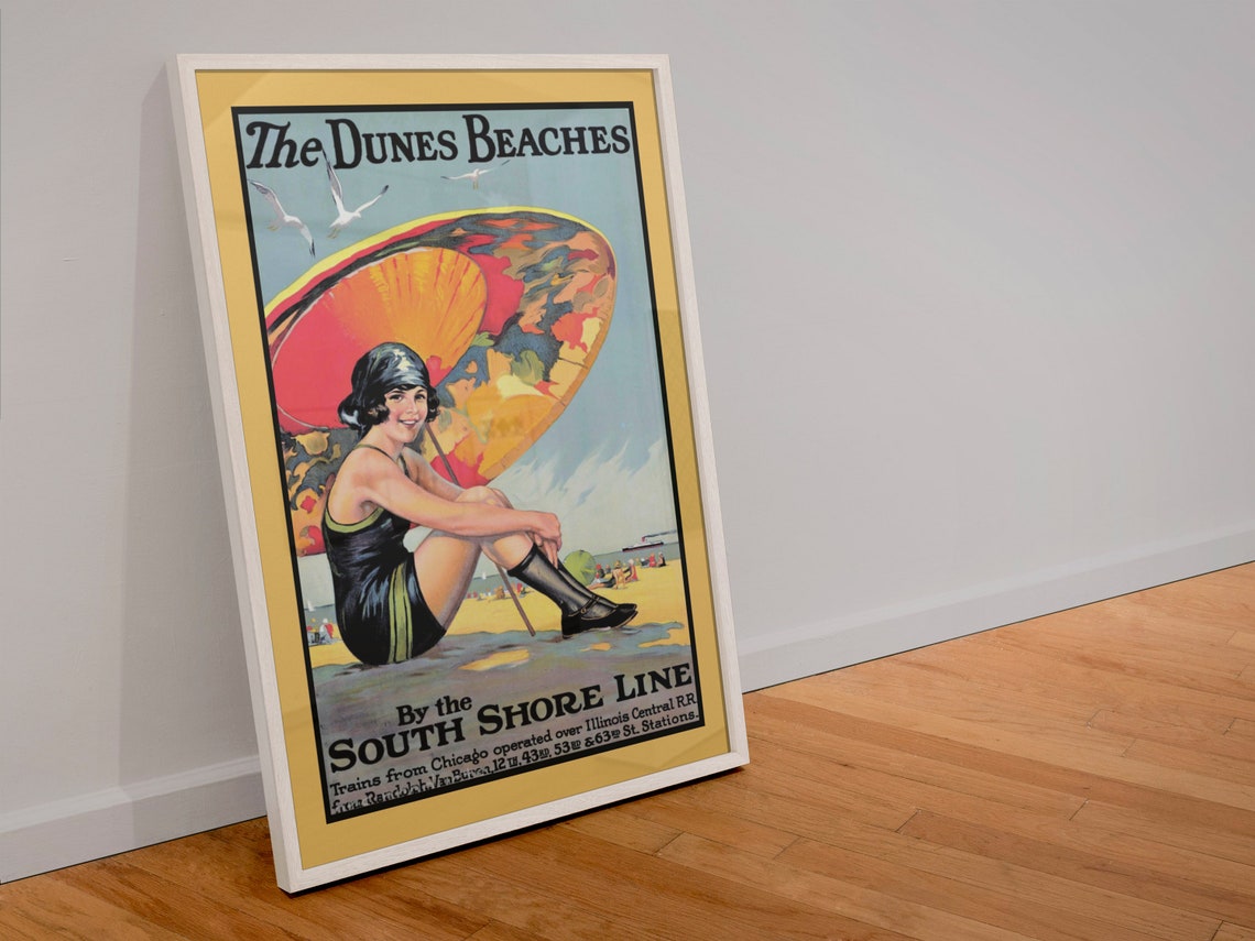 The Dunes Beaches Vintage South Shore Line Railway Travel Poster - Image 4