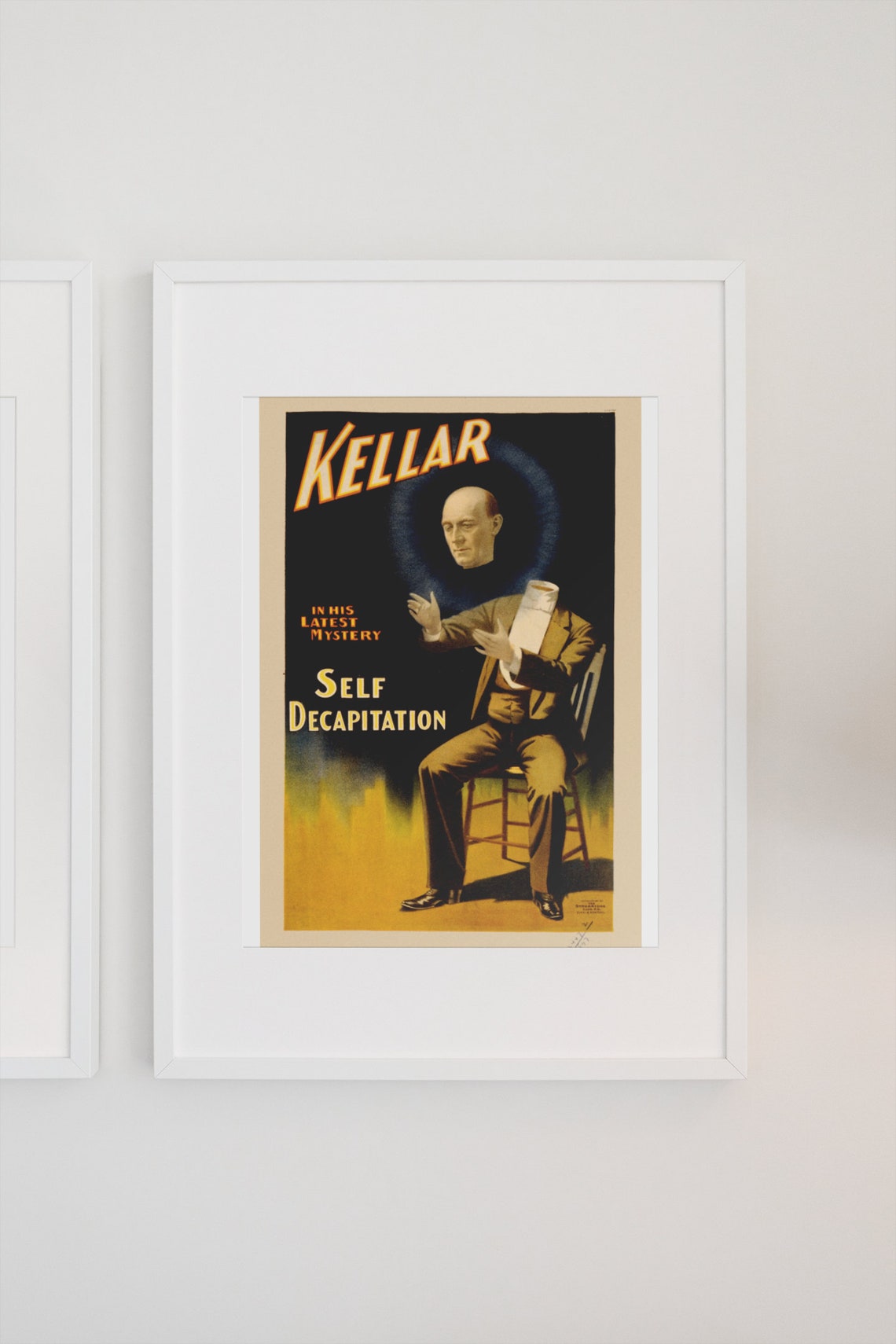 Kellar Self Decapitation Floating Head Vintage Magic Show Poster - Image 3