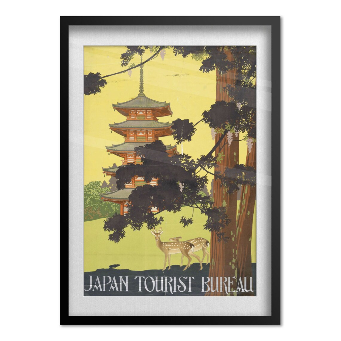 Japan Tourist Bureau Five Story Pagoda 1916 Vintage Travel Poster - Image 4