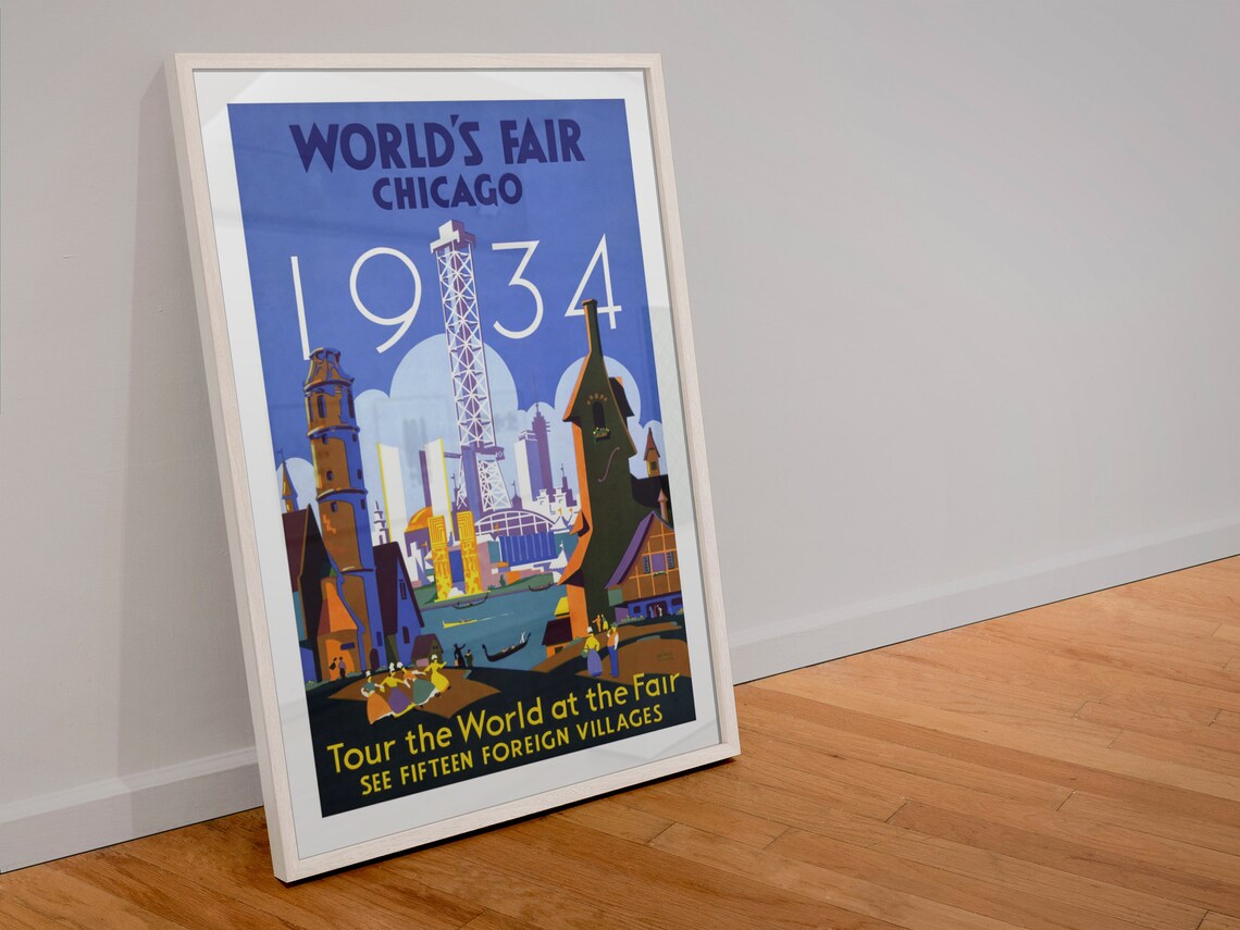 Worlds Fair Chicago 1934 Tour the World Foreign Villages Poster - Image 4