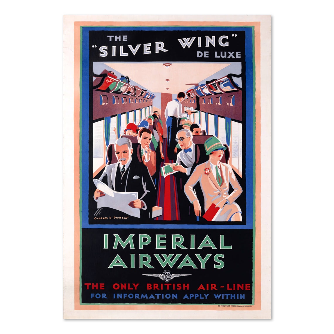 The Silver Wing De Luxe Imperial Airways Cabin Vintage Poster