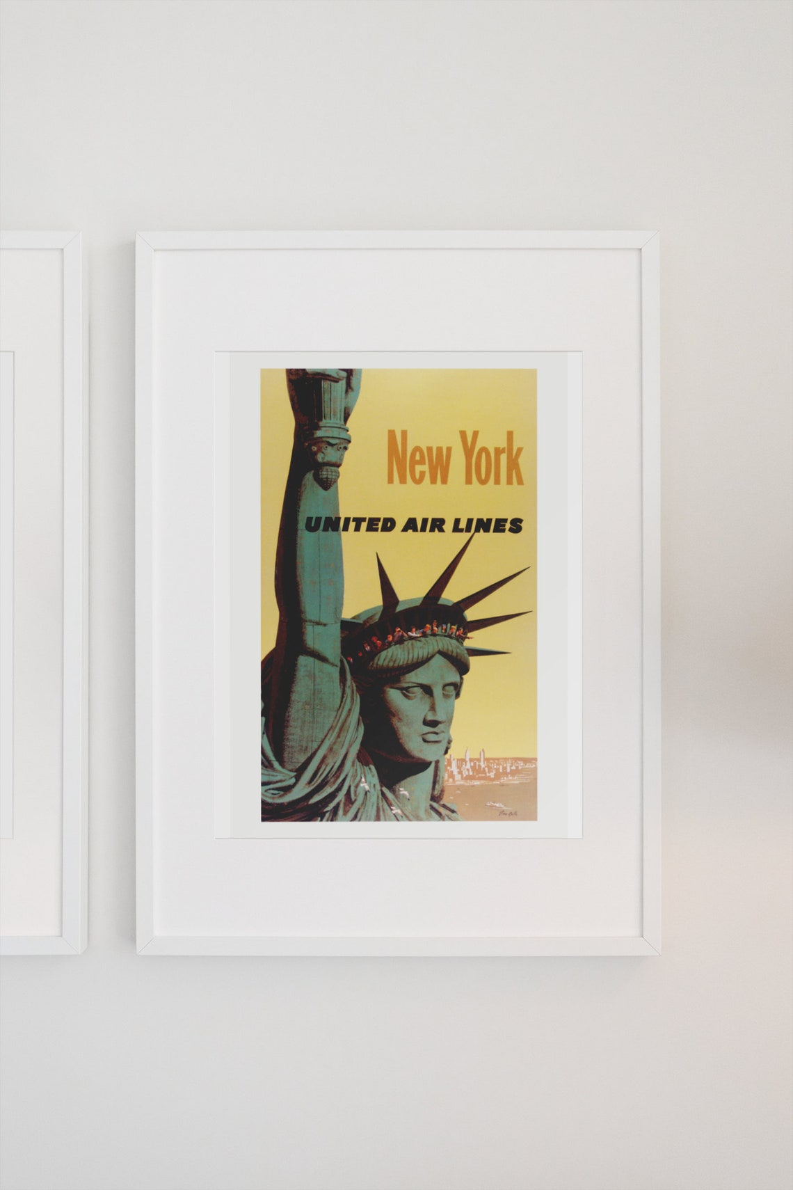 New York United Air Lines Statue of Liberty Vintage Airline Poster - Image 3