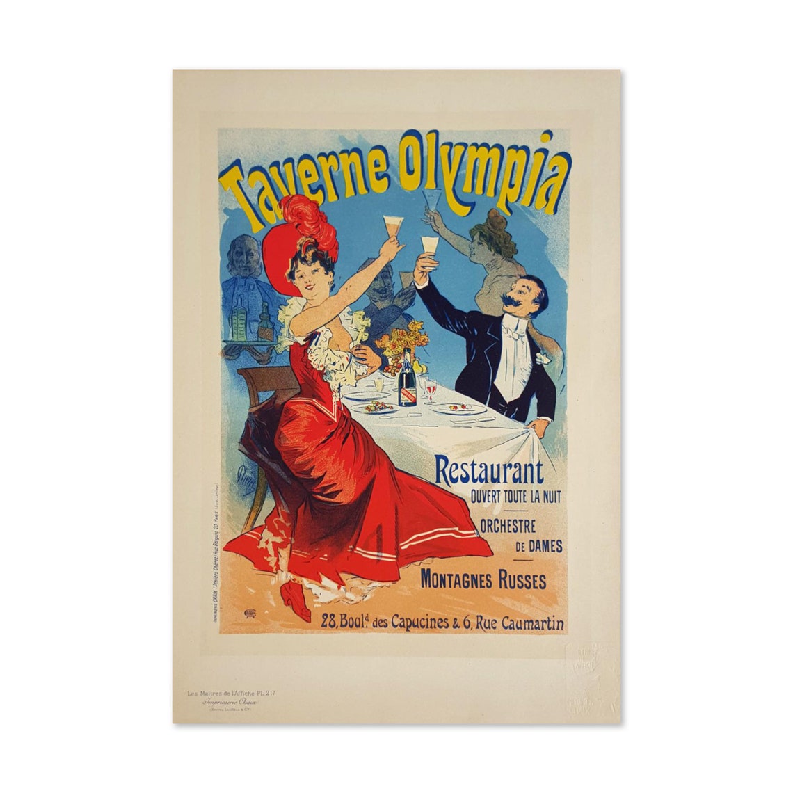 Taverne Olympia Paris Restaurant Night Art Nouveau Vintage Poster