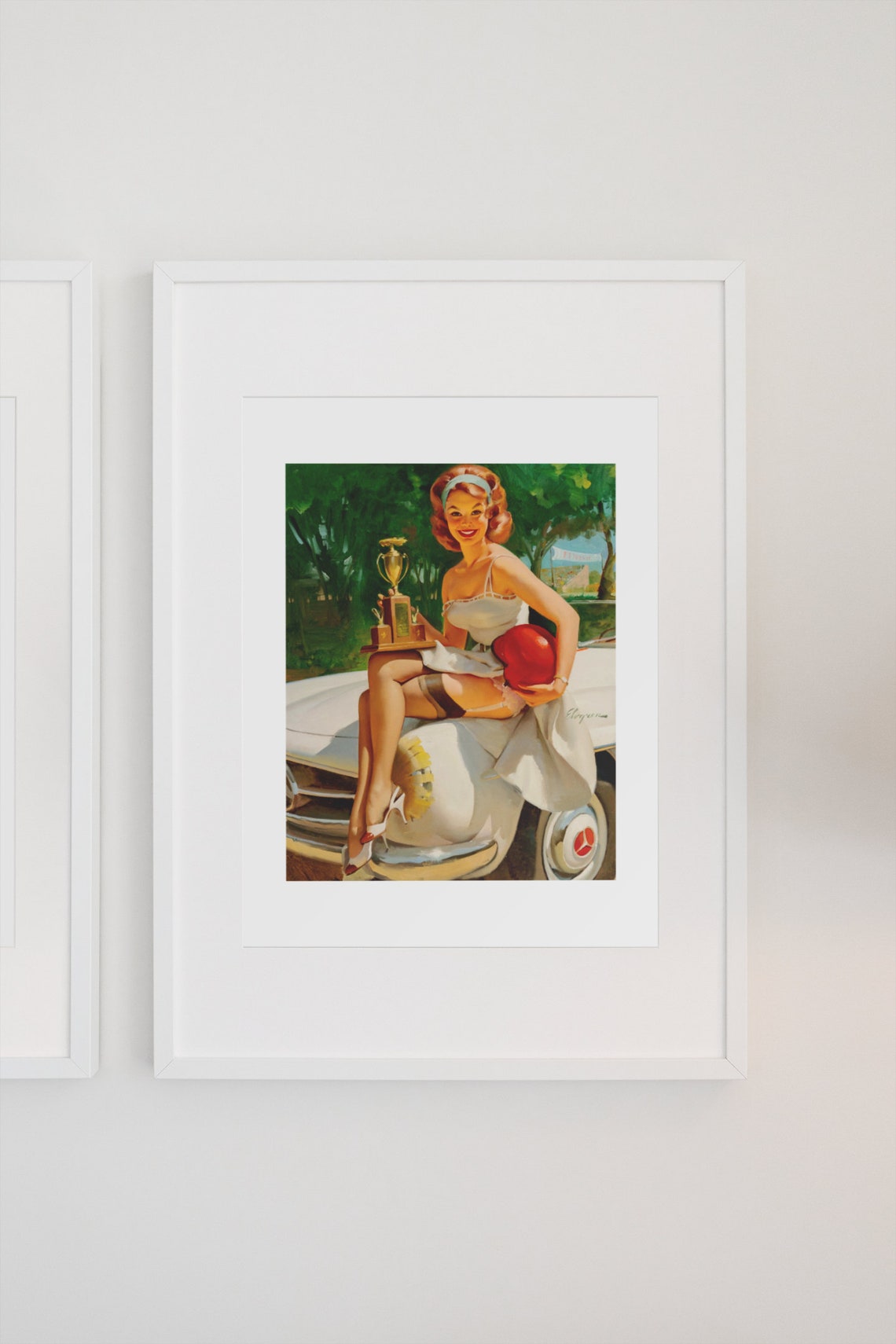 Gil Elvgren A Winner Vintage 1960s Trophy Girl Car Racing Poster - Image 3