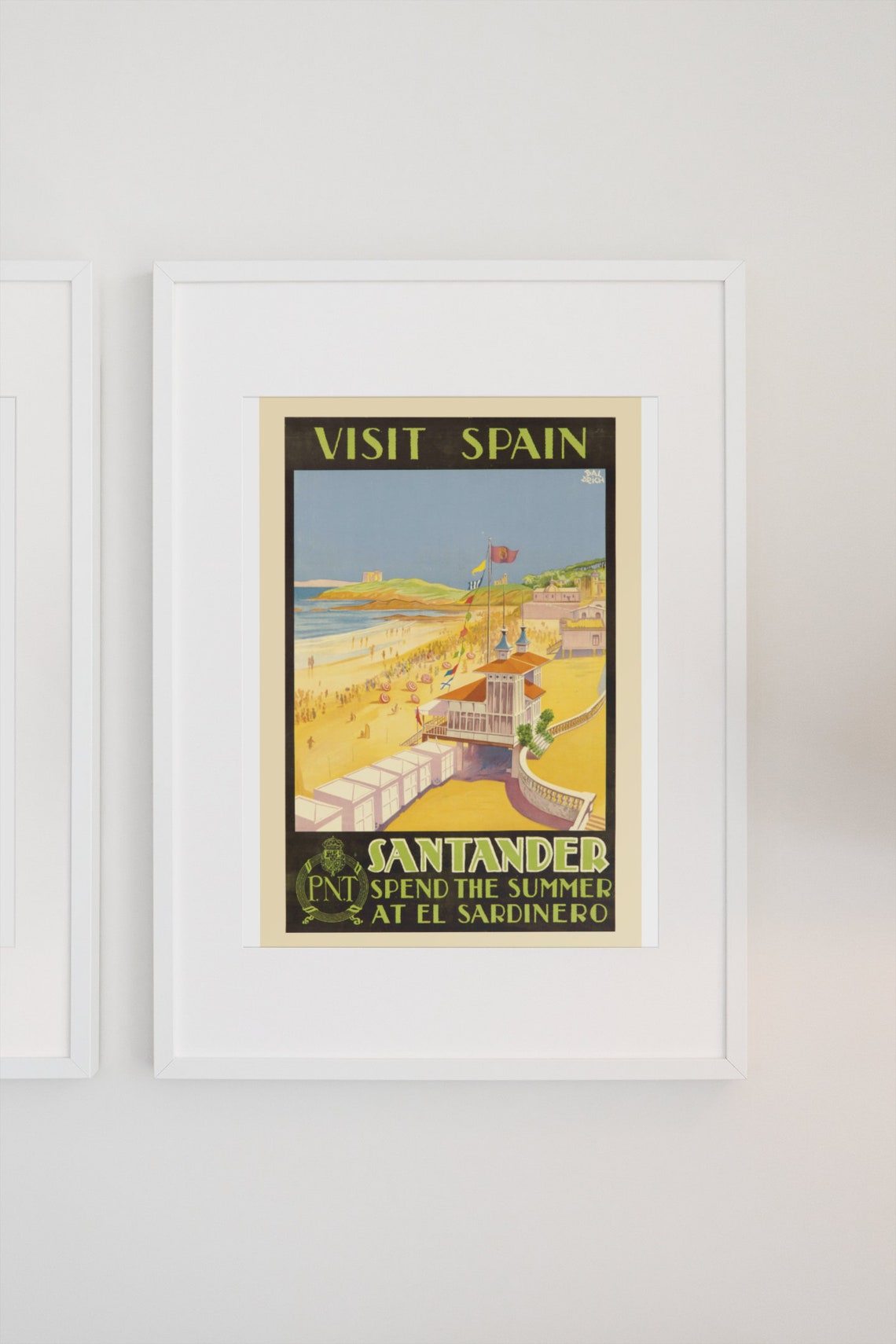 Santander El Sardinero Beach Visit Spain Vintage Travel Poster - Image 3
