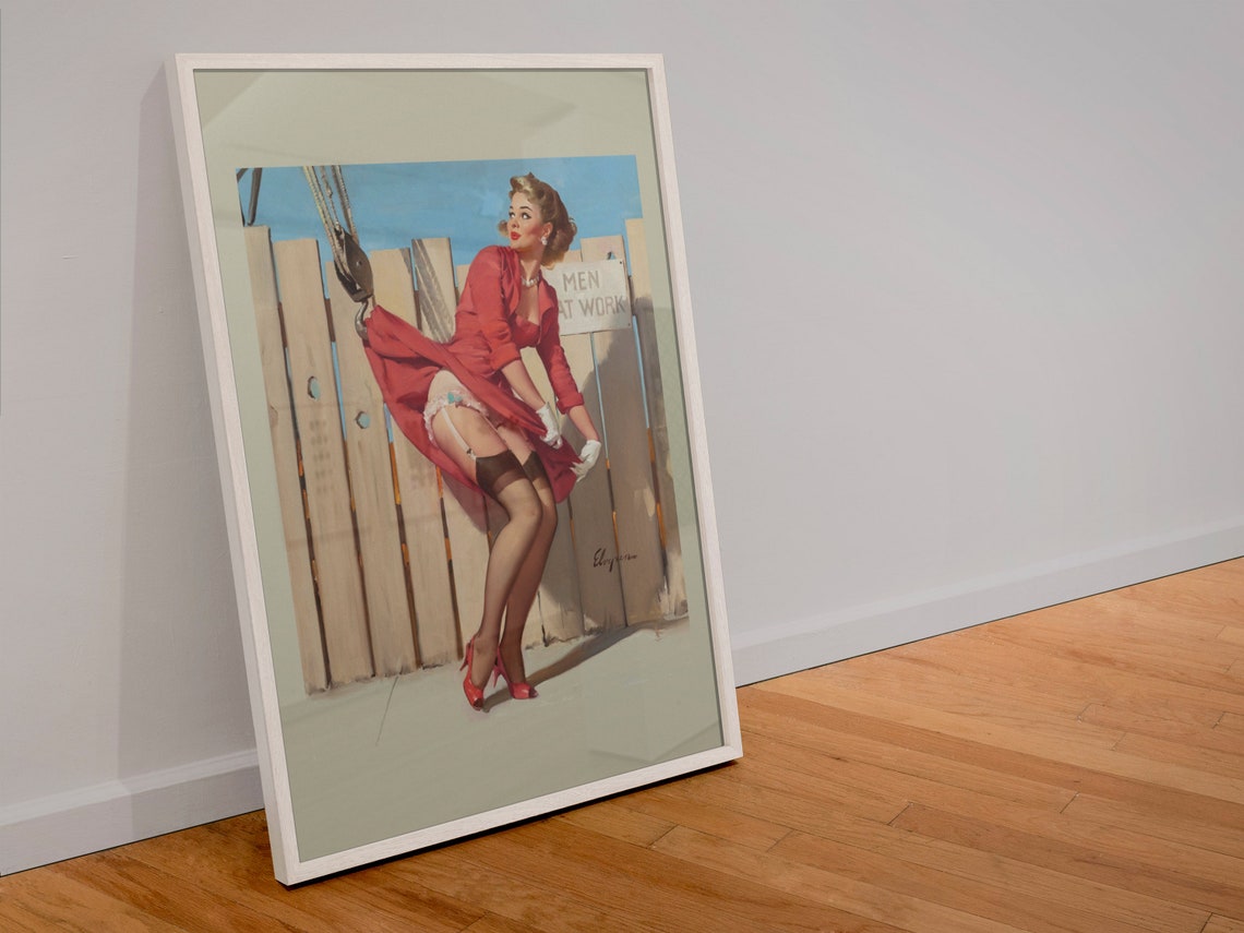 Gil Elvgren Vintage Unexpected Lift Construction Pin Up Girl Poster - Image 4