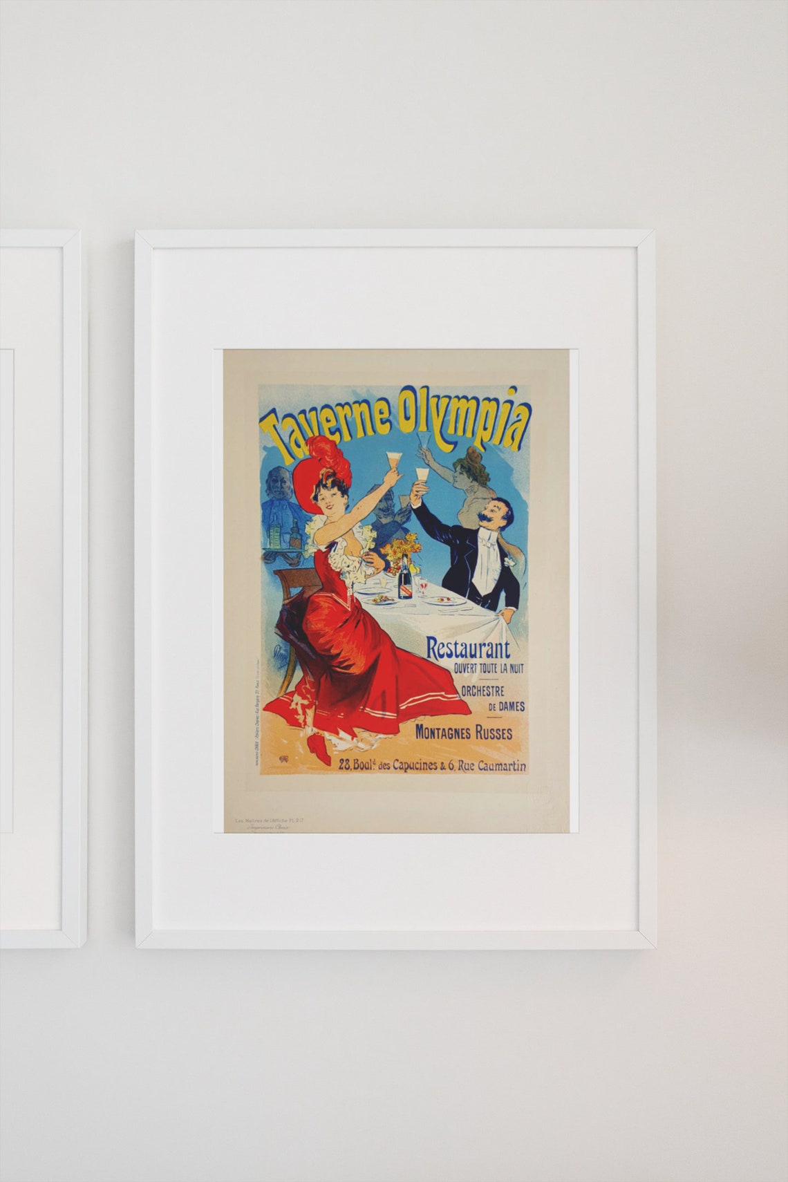 Taverne Olympia Paris Restaurant Night Art Nouveau Vintage Poster - Image 3