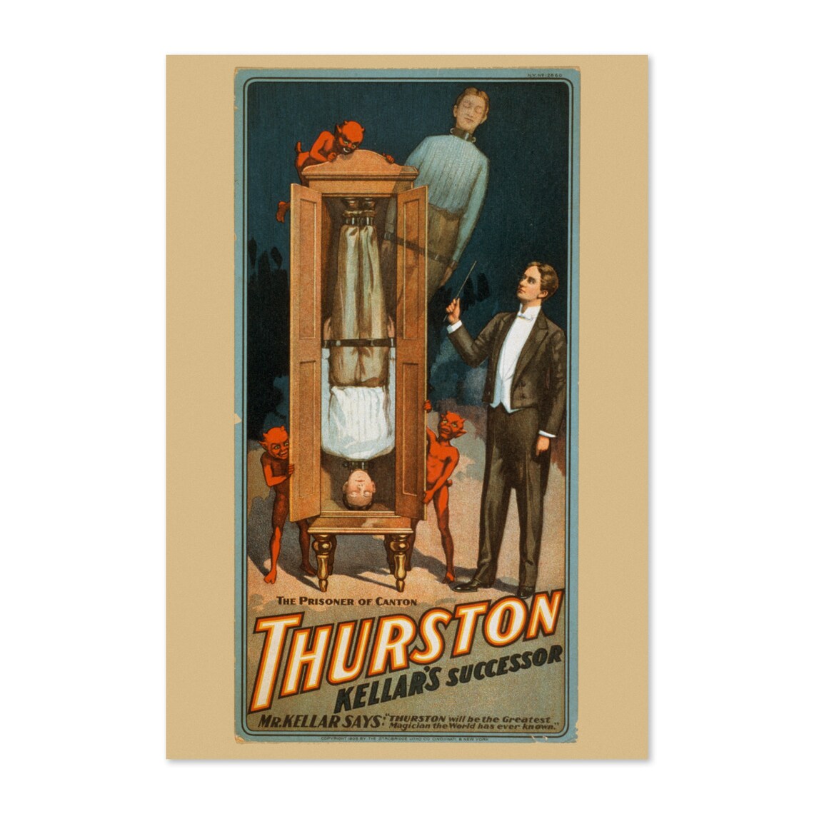 Howard Thurston Prisoner of Canton Levitating Cabinet Magic Show Poster