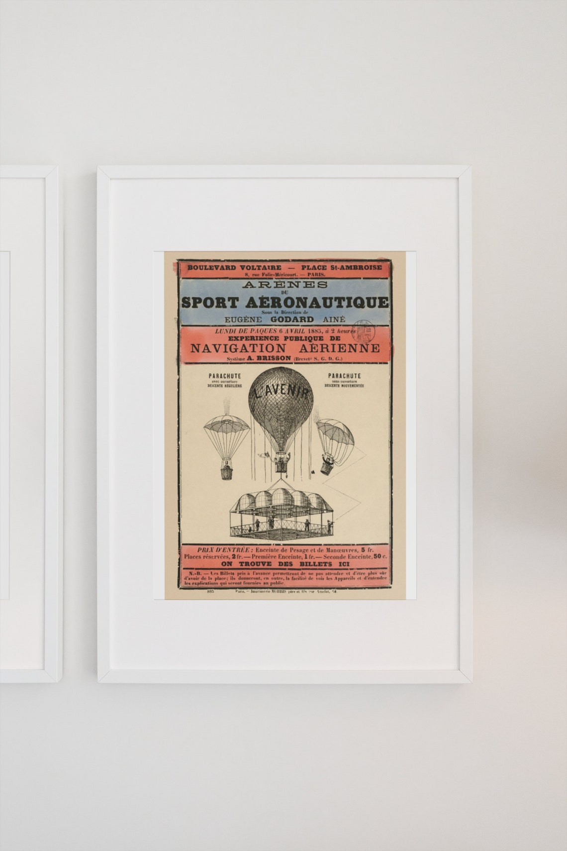 1885 Hot Air Balloon Sport Aeronautique Historic Advertising Poster Classic Advertising Art Print For Gifts And Wall Art Dcor - Image 3