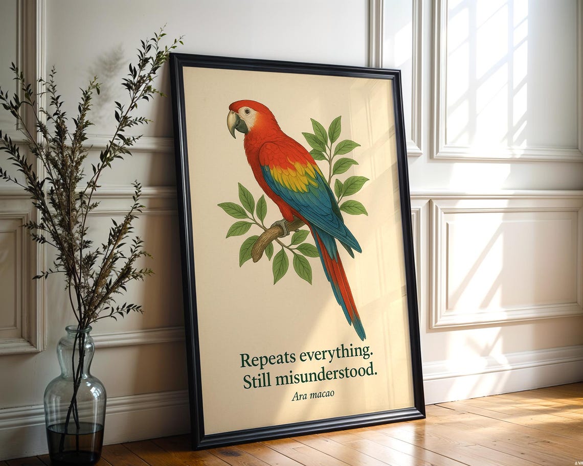 Scarlet Macaw Parrot Print Vintage Style Funny Quote