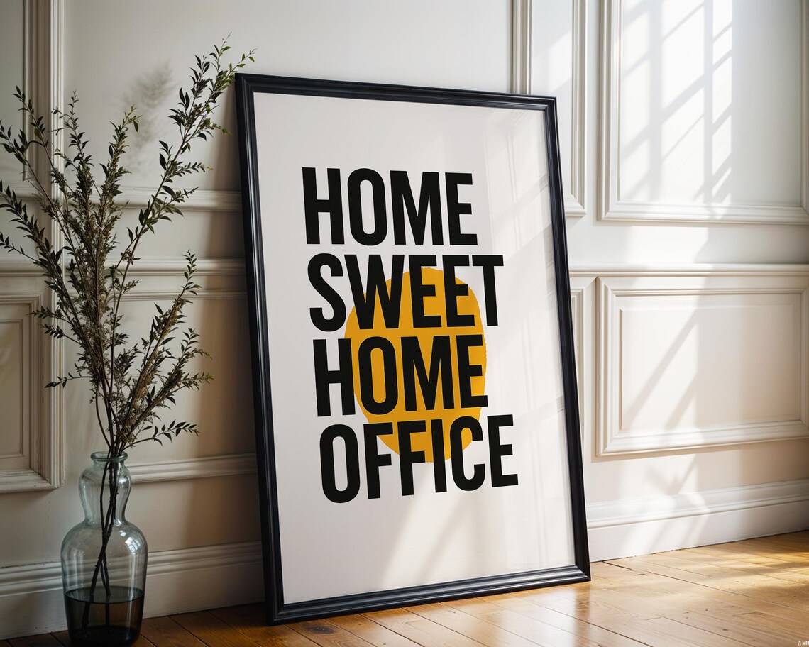 Home Sweet Office, Minimalist Typography Art Print