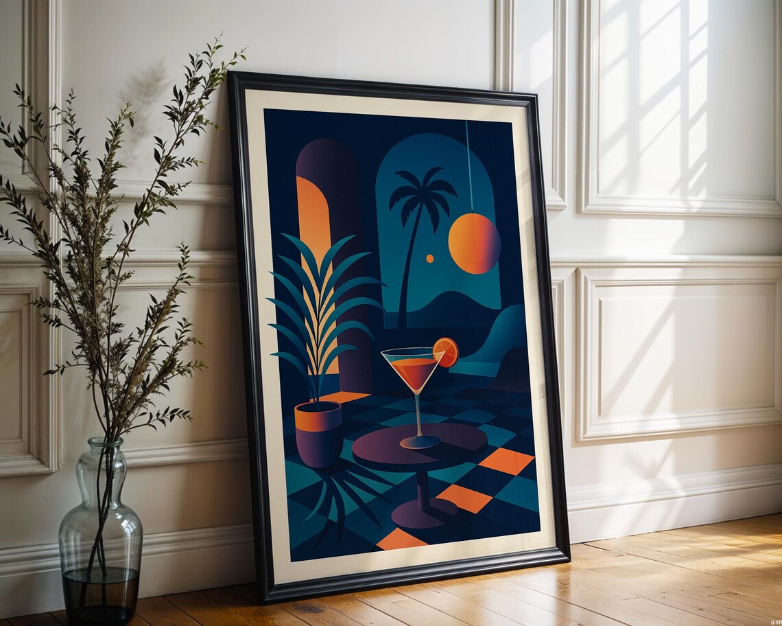 Retro Cocktail Poster, Mid-Century Modern Art Print