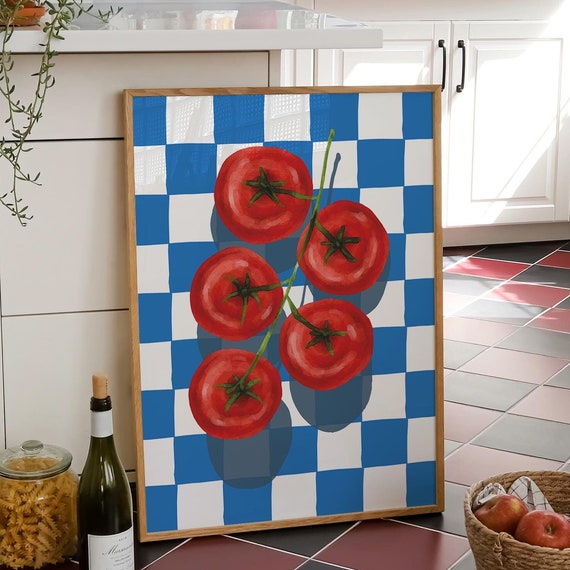 Tomato Print Kitchen Wall Art Retro Food Trendy Poster Dining Room Decor
