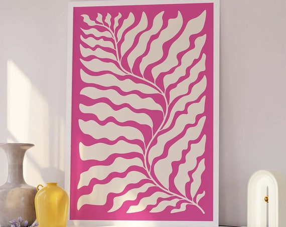 Botanical Print Art Pink Abstract Floral Art Cute Trendy Wall Art Eclectic Maximalist Wall Art