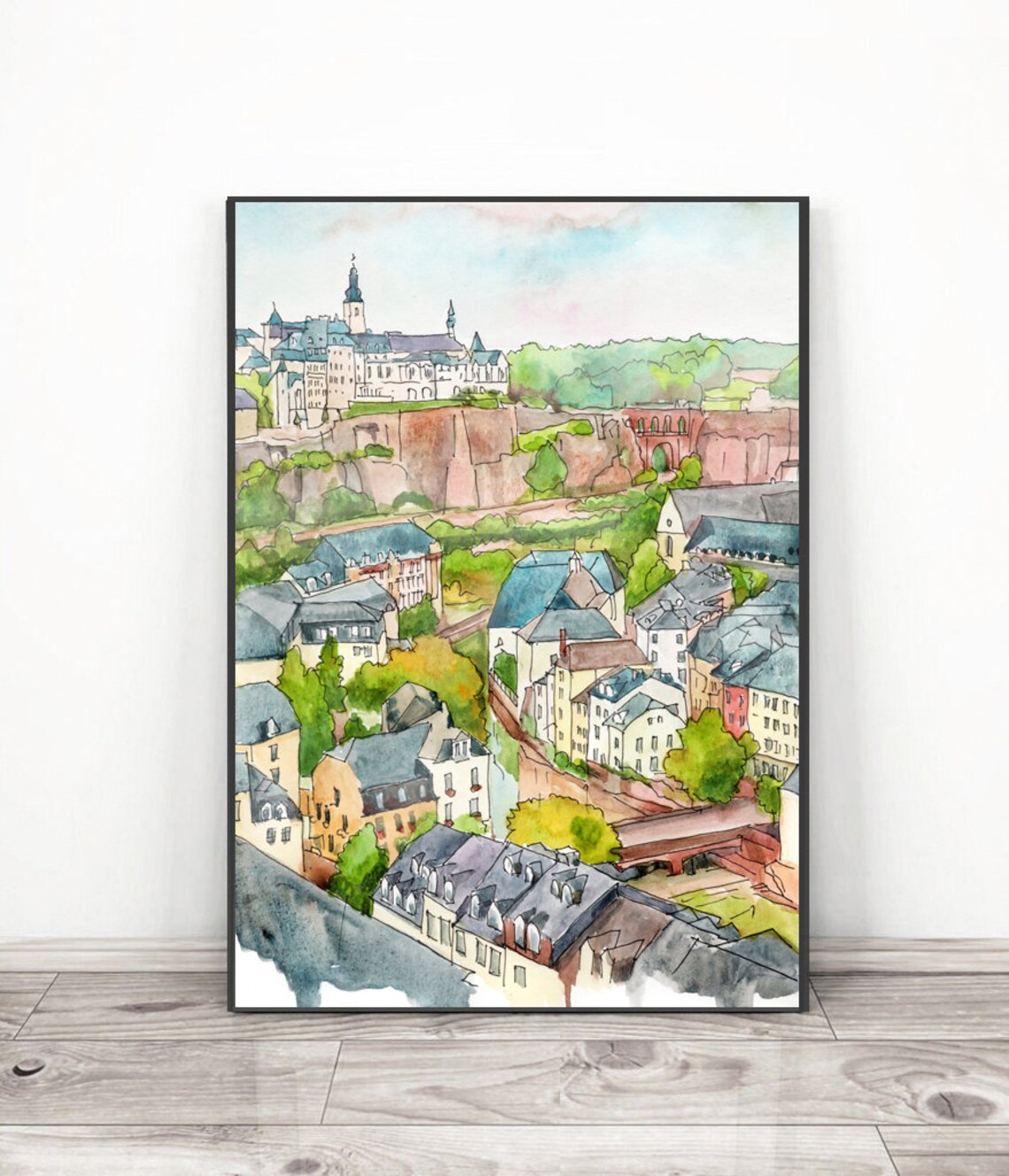 Luxembourg Watercolor Cityscape Art Print