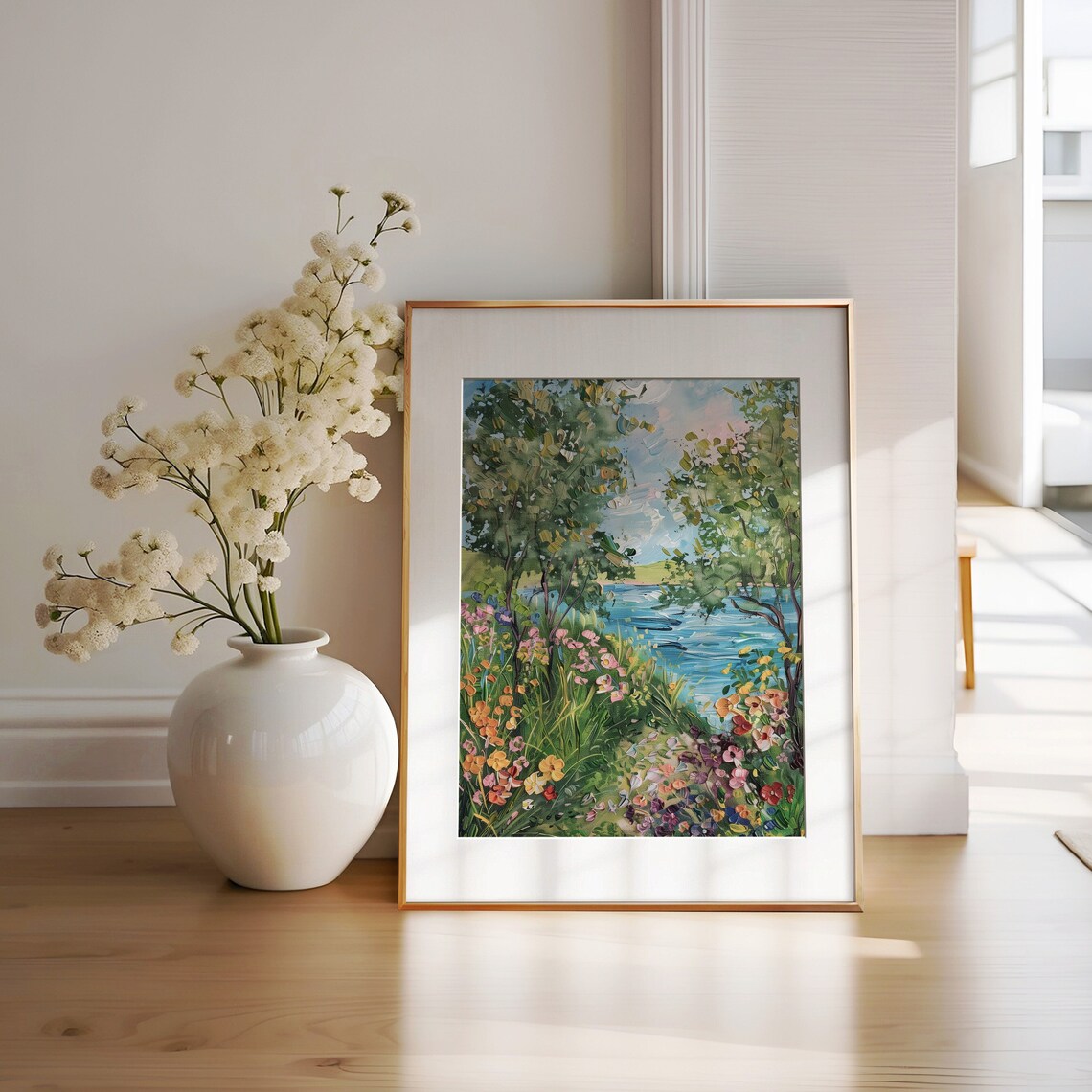 Monet-Inspired Willow Pond Garden Art Print