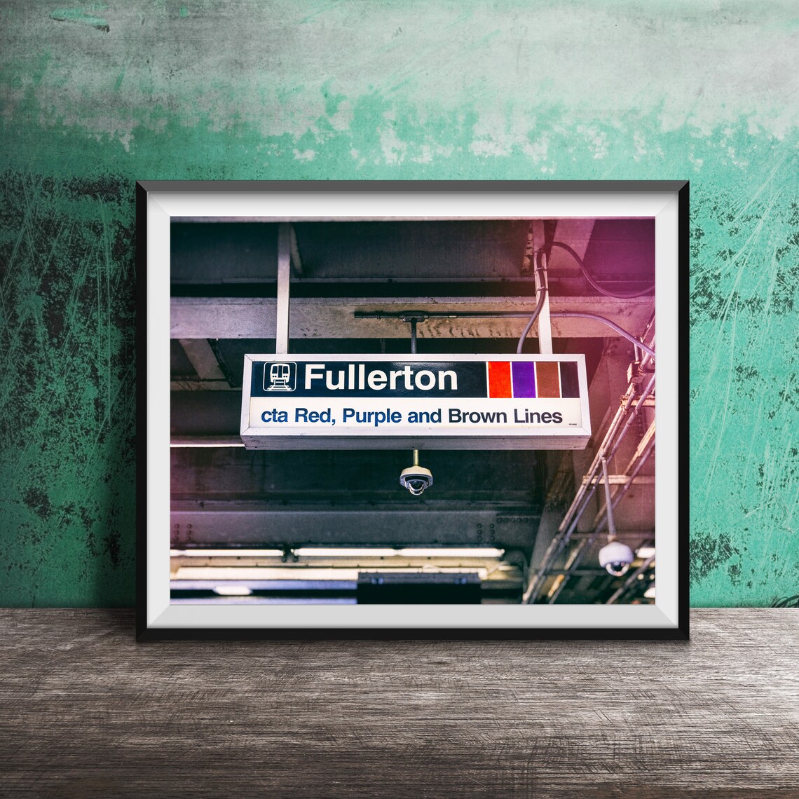 Chicago CTA Sign, Fullerton Brown Purple Line Travel Poster