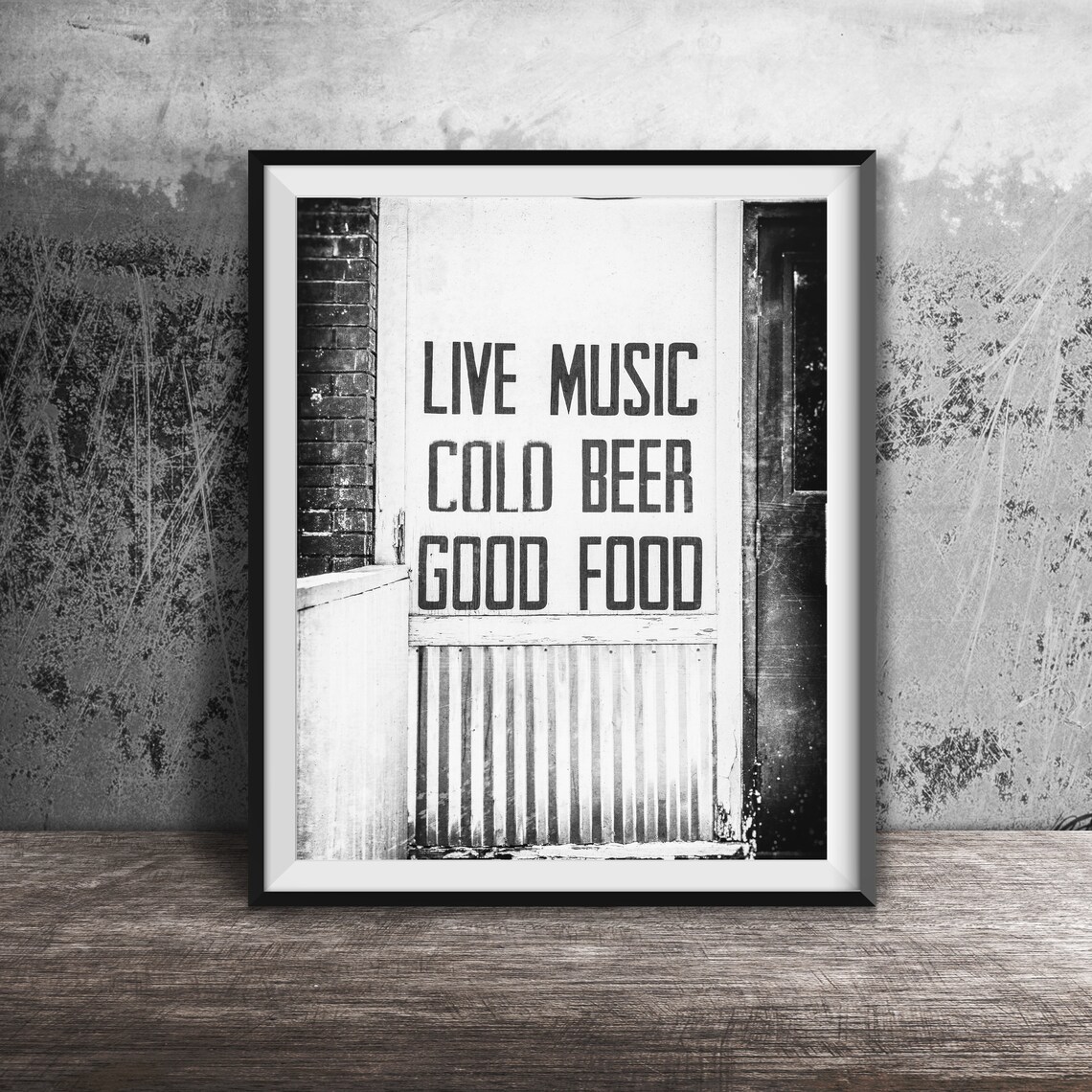 Live Music Cold Beer Good Food Painted Bar Door Sign Photo Poster - Image 2